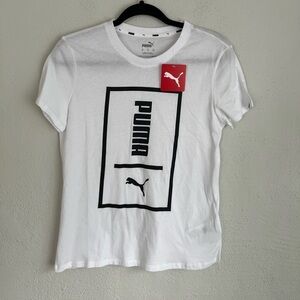 Puma Woman White Logo Print Fearless Tee, Size Small